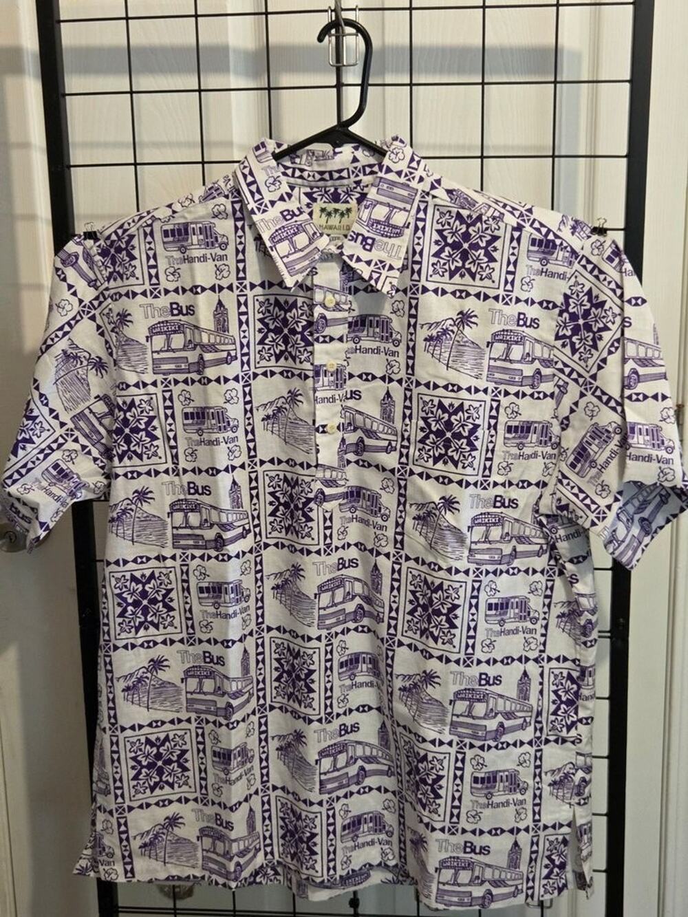 VTG 90s TheBus Handi-Van Honolulu Hawaii Transit Uniform Aloha Shirt